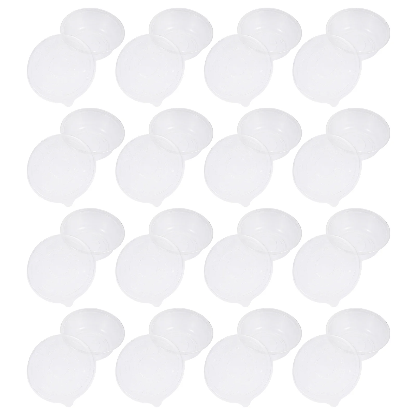 

50 set Disposable Cutlery Set Small Food Containers Lids Plastic Dessert Bowls For Takeaway Sauce Jelly Storage Round Stackable