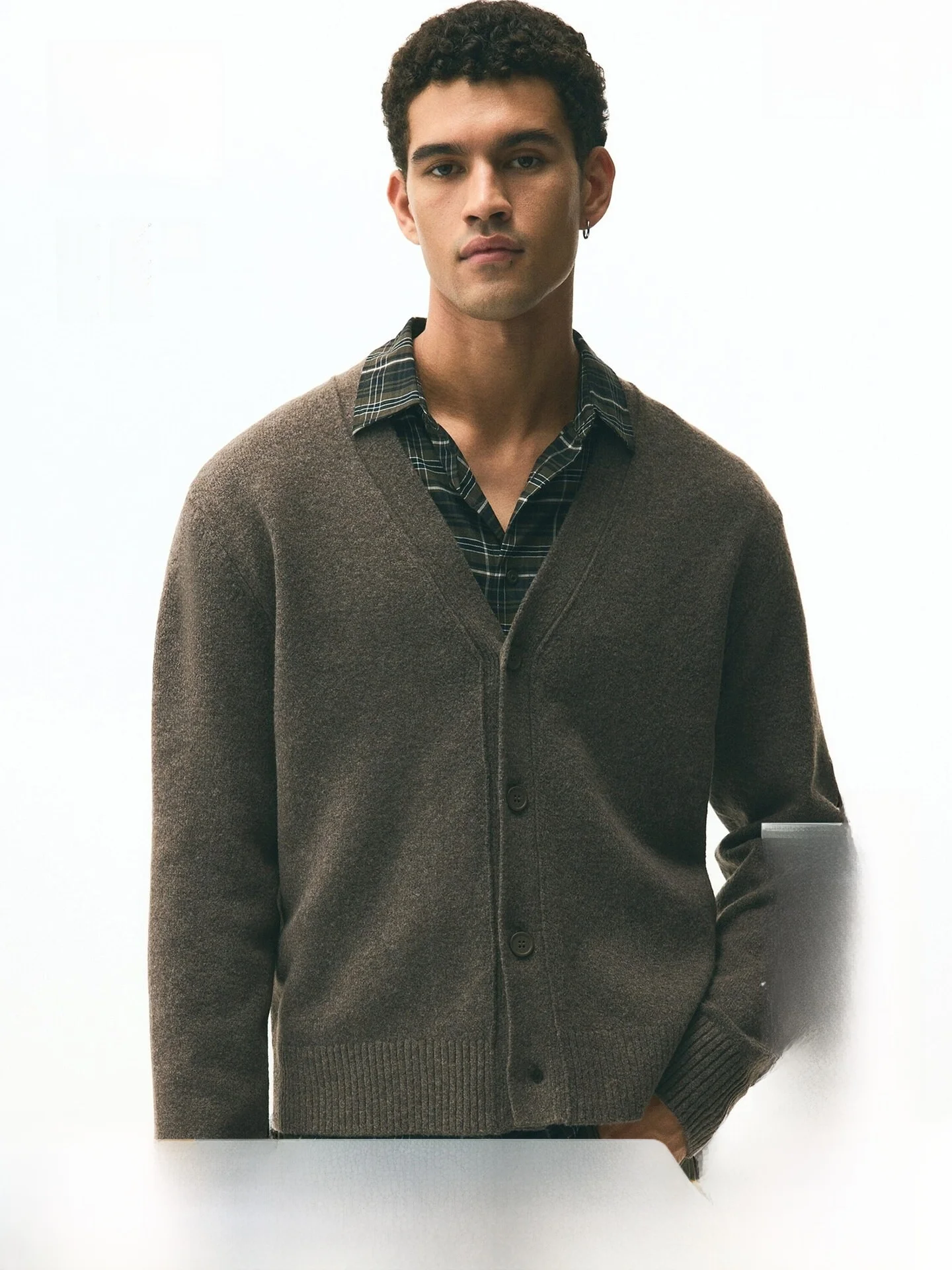 

H&M Knitted Sweater for Men And Women V-Neck Open Cardigan Fleece Lined Wool Blend Casual Style Suitable for Youth And Middle...