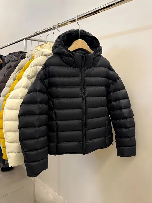 

Winter Thickened Korean Style Loose Fit Hooded Coat Warm Cotton Jacket Zipper Closure Long Sleeve Pure Color for Commuting