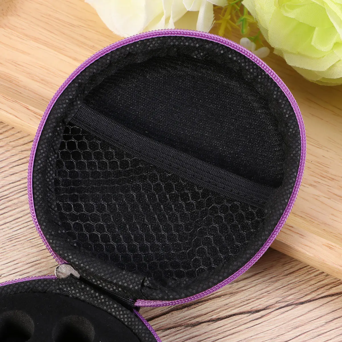 

Essential Oil Storage Bag Portable Faux Round Case 12 Grids Shockproof Carry Holder For Travel Dust Proof Makeup