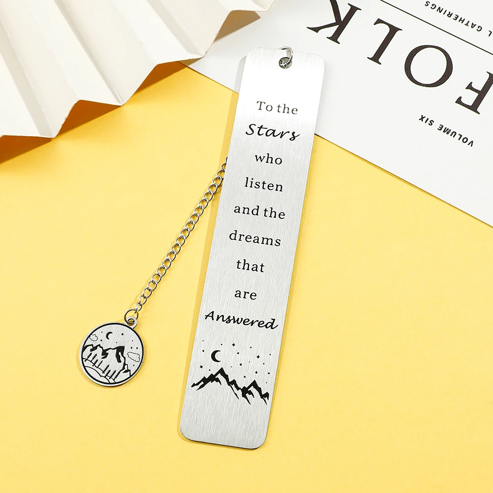 1pcs Stainless Steel Bookmark with Chain Pendant, Reading Accessory for Fiction Fans, Reading Marker Gift for Reading Lovers