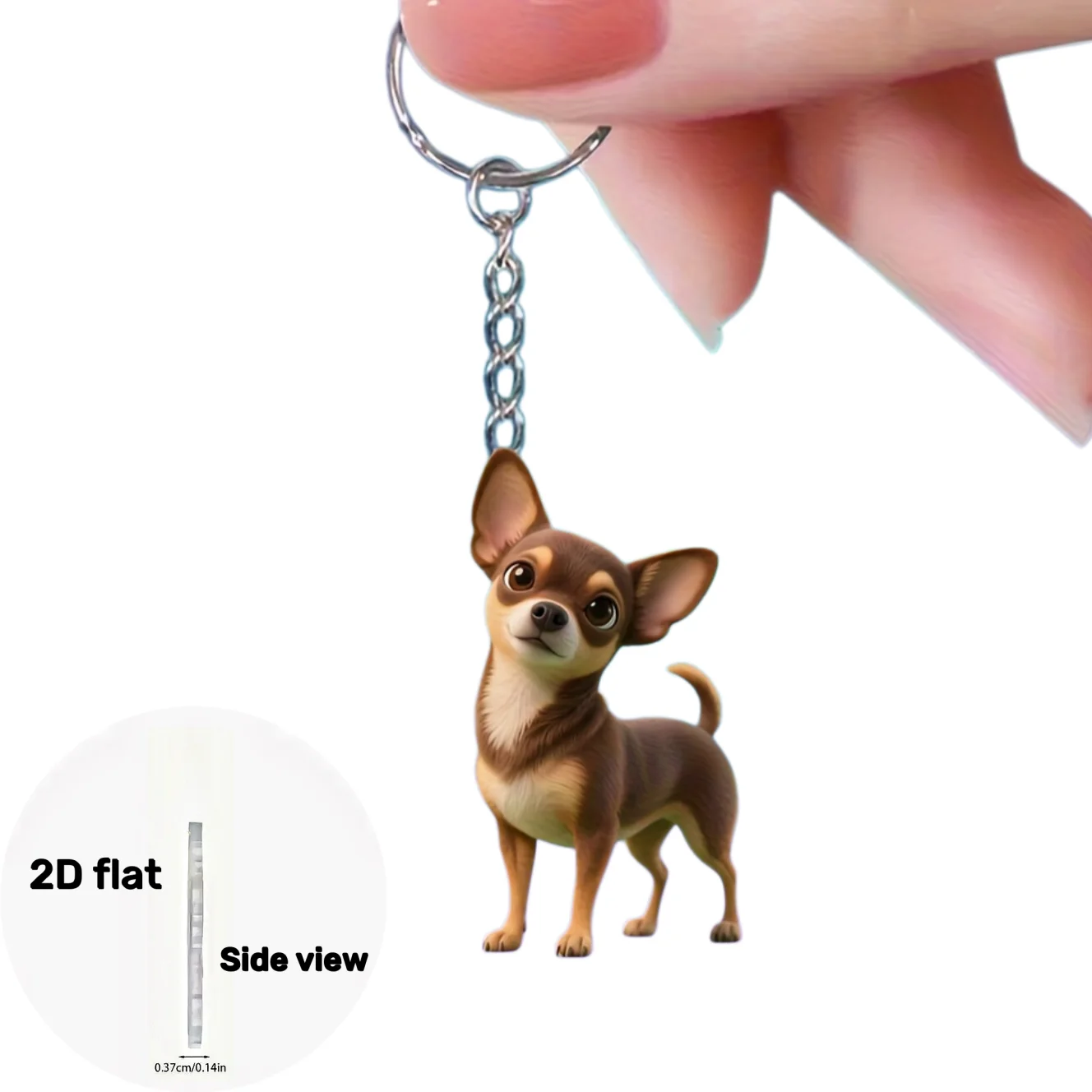 2D Puppy Keychain Acrylic Chihuahua Key Ring Backpack Accessory Phone Pendant Car and Home Decor Birthday Holiday Gift Giveaway