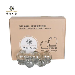 Zhongyan Taihe Fire Glass Cupping Therapy Set Beauty Health Gua Sha Suction Cup for Body Vacuum Massage Jars Set of 12Cans