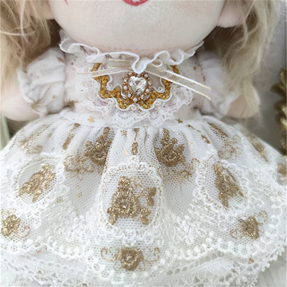 20cm doll clothes new cotton doll gold lace princess skirt small aristocrat three-piece dress + headdress + gauze shirt woman