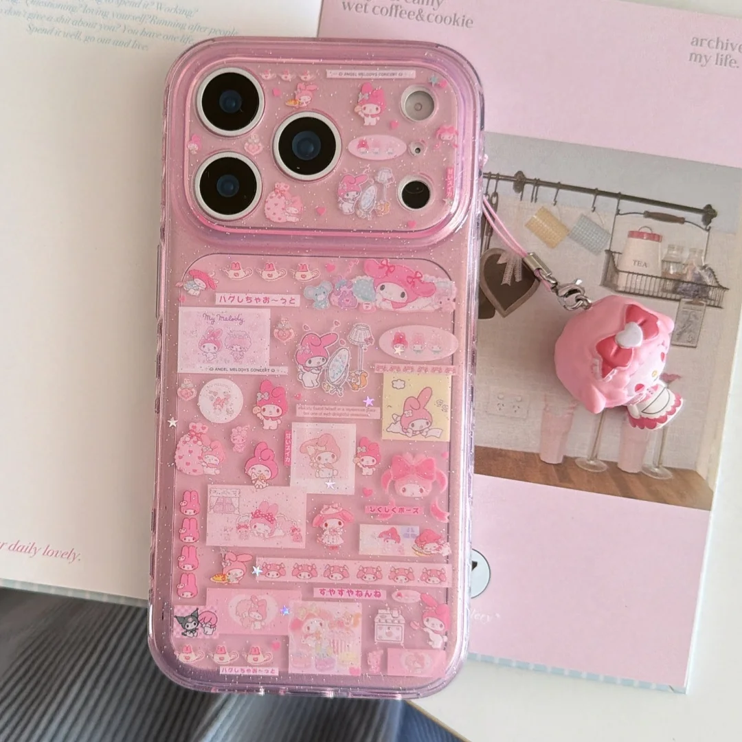 Cute Double Layer Collage Melody Lens Protection Case For iP