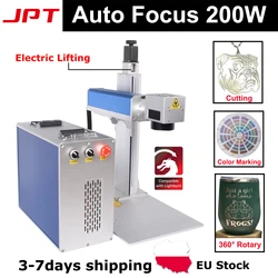 Auto Focus Fiber Laser Marking Machine Electric Lifting Engraver JPT Mopa 200W 100W Cutting Engraving Jewelry Silver Gold Metal