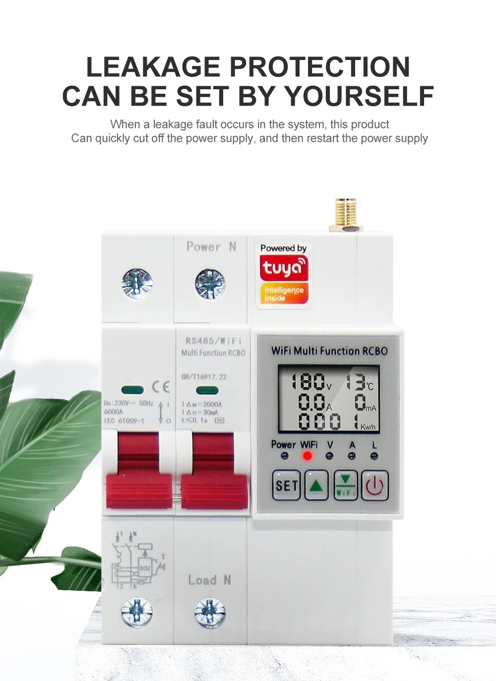Hot Selling Smart Multi Function Protector Energy Meter Wifi Metering Switch with Leakage protection