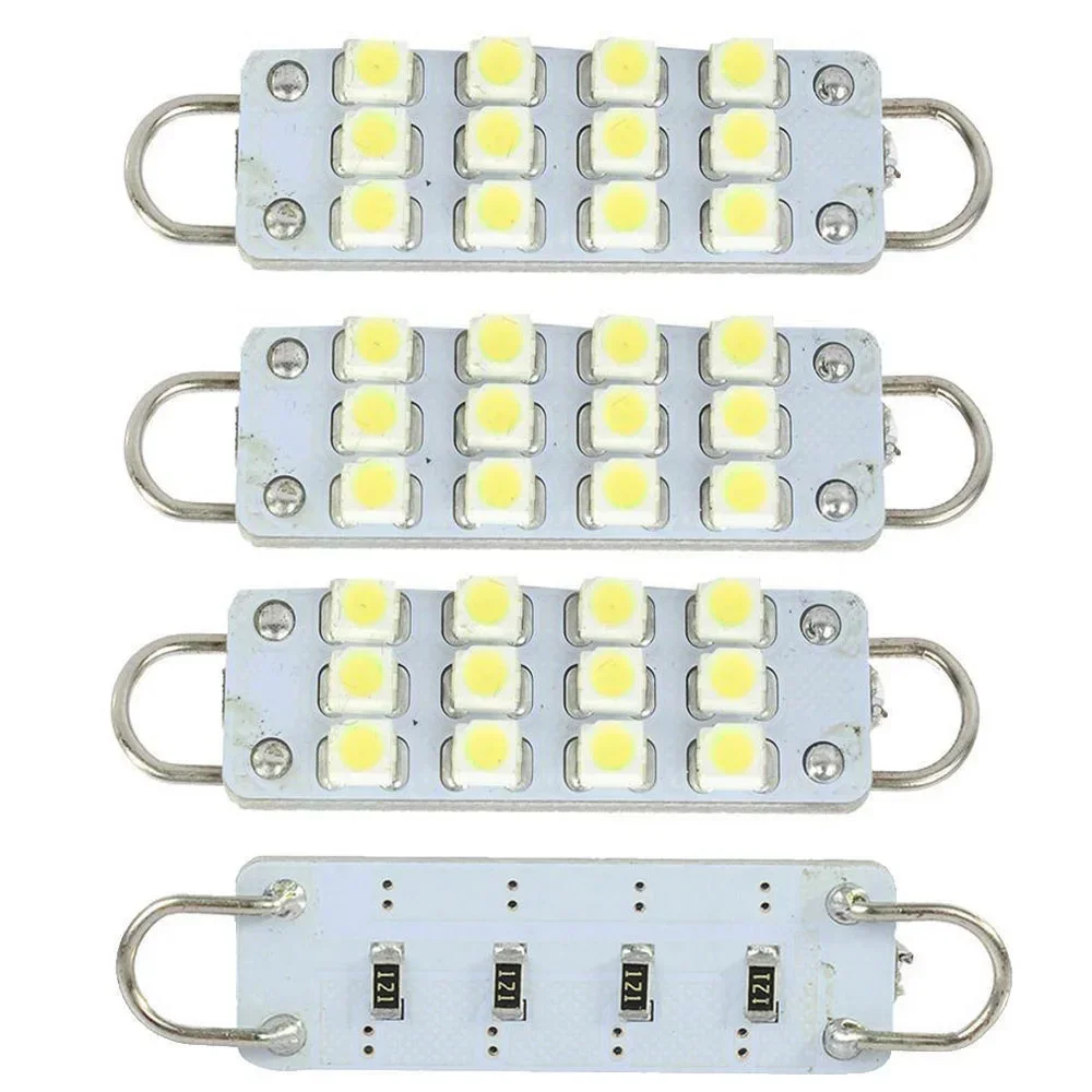 

4Pcs LED Reading Light 561 562 567 564 12 SMD 44mm Rigid Loop White Bulbs 12V Bright Auto Interior Universal Lights Accessory