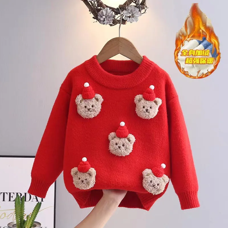 

Осенне-зимний вязаный свитер для мальчиков и девочек, милые топы с длинными рукавами с героями мультфильмов, теплый пуловер, удобная детская одежда на Рождество