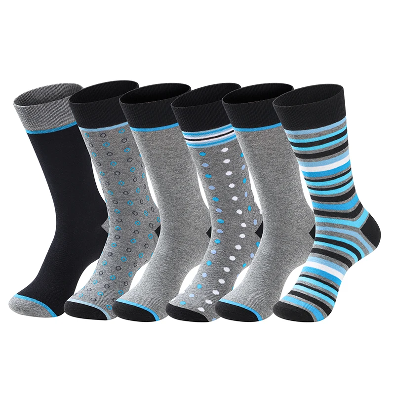 6 Pairs Men\'s Business Socks High Quality Cotton Soft Casual Brand Stripe Black Plus Size Gentleman Plus Size Male Dress Sock