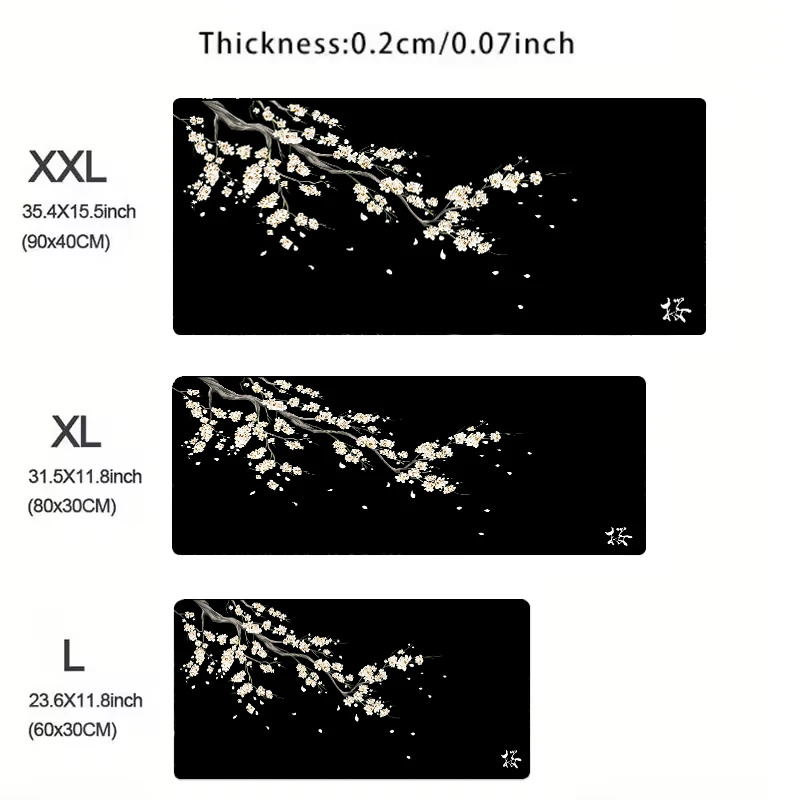 Japan Cherry Blossom Mouse Pad Gray Laptops Gaming Deskmat Sakura Mousepad Anime Office Carpet Gamer Keyboard Computer Desks