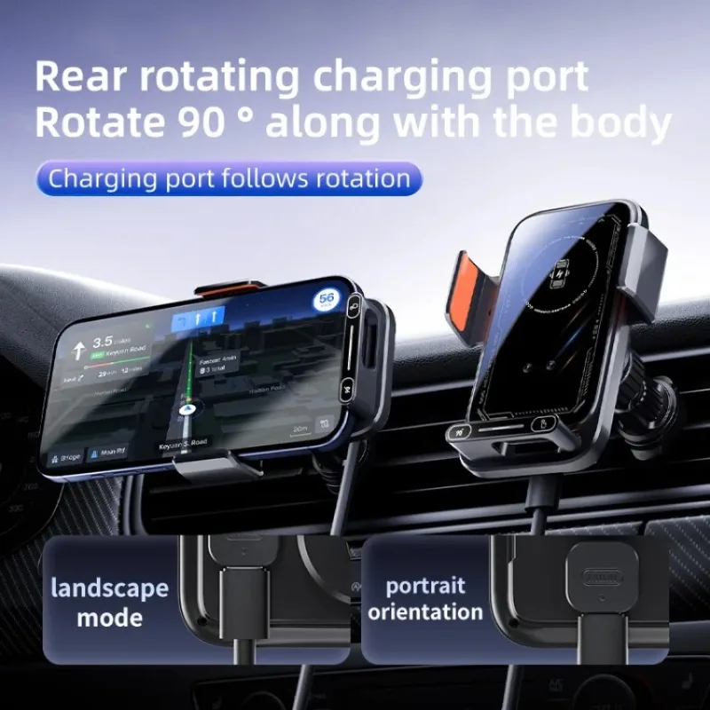 

15 Вт Беспроводное автомобильное зарядное устройство для телефона Держатель для телефона Подставка Проводное зарядное устройство Крепление с автоматическим распознаванием для iPhone 17 ~ 12 Samsung Xiaomi Быстрая зарядка