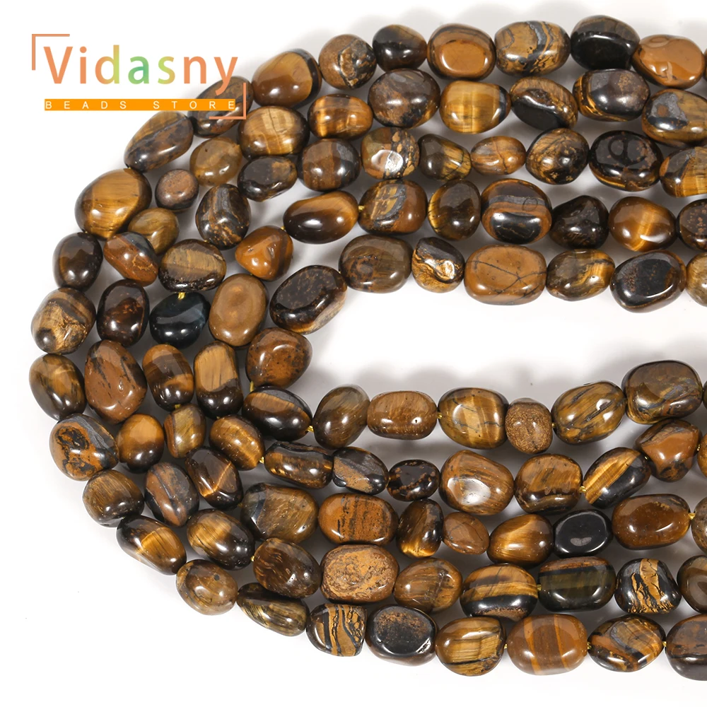 8-10mm Natural Yellow Tiger Eye Stone Irregualr Oval Loose Beads for Jewelry Handmade Making Findings DIY Bracelets Accessories