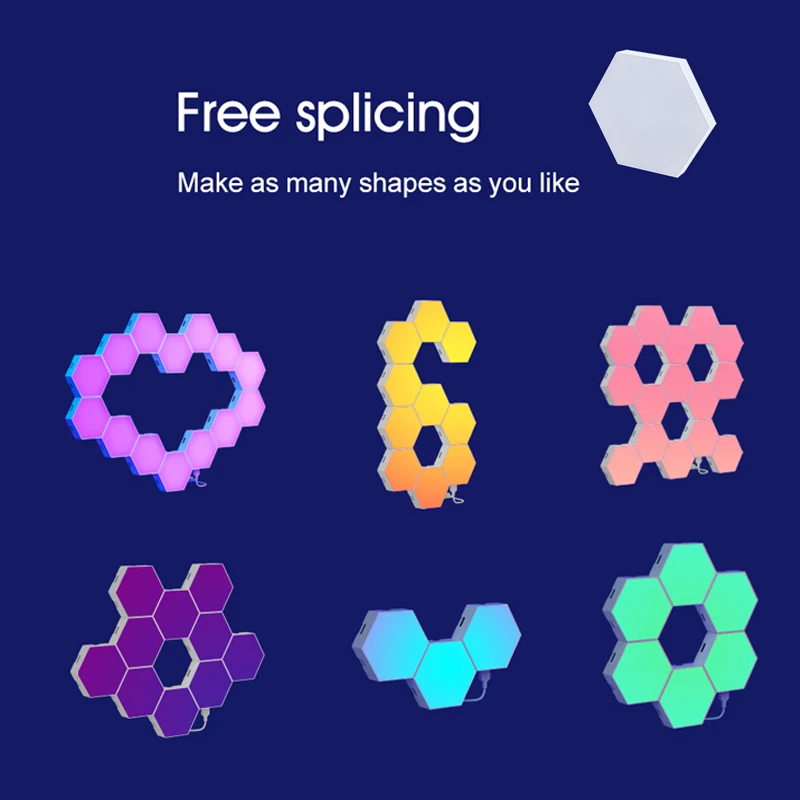 MARPOU Smart DIY Wall Lamps RGB Bedside Lamp with Tuya APP/Remote Control LED Interior Night Light for Game Room Bedroom Decor