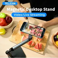 TELESIN Magnetic Desktop Stand for Video / Live Streaming Portable Multi-Angle Adjustable Phone Holder for Cellphone iPhone