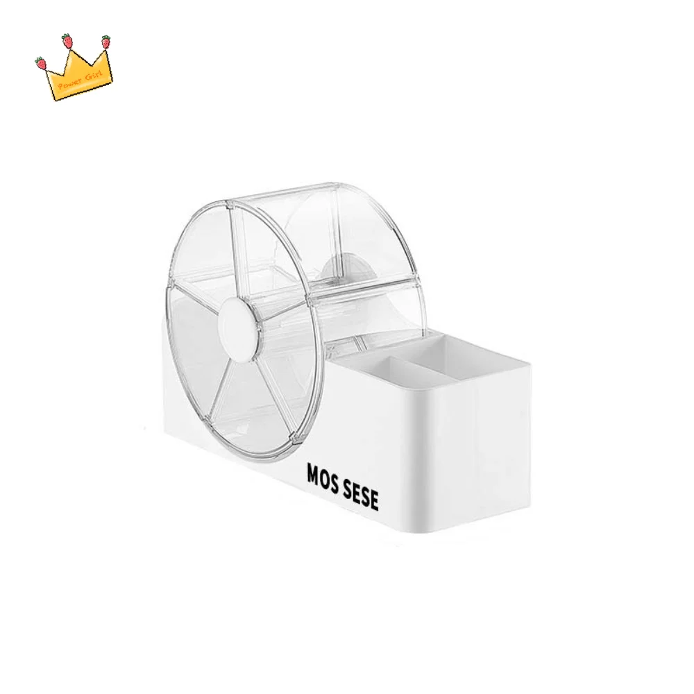 

Plastic Rotating Makeup Organizer Durable Drawers Cosmetic Storage Box Large Capacity with Compartments
