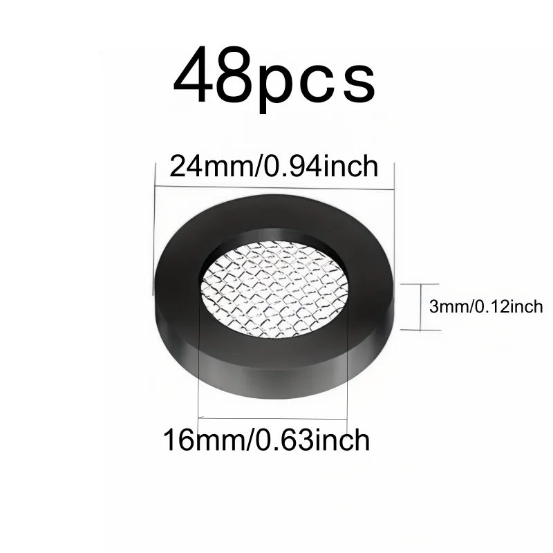 48Pcs 24mm Shower Head Washers with Filter Mesh, Rubber Anti-Aging Seals for Faucet & Hose, Bathroom & Kitchen Sealing Parts