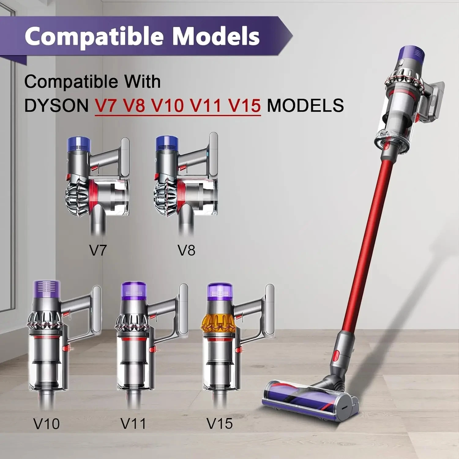 Cabezal de limpieza de accionamiento directo, herramienta de suelo de turbina para Dyson V7, V8, V10, V11, V15, pieza de cepillo