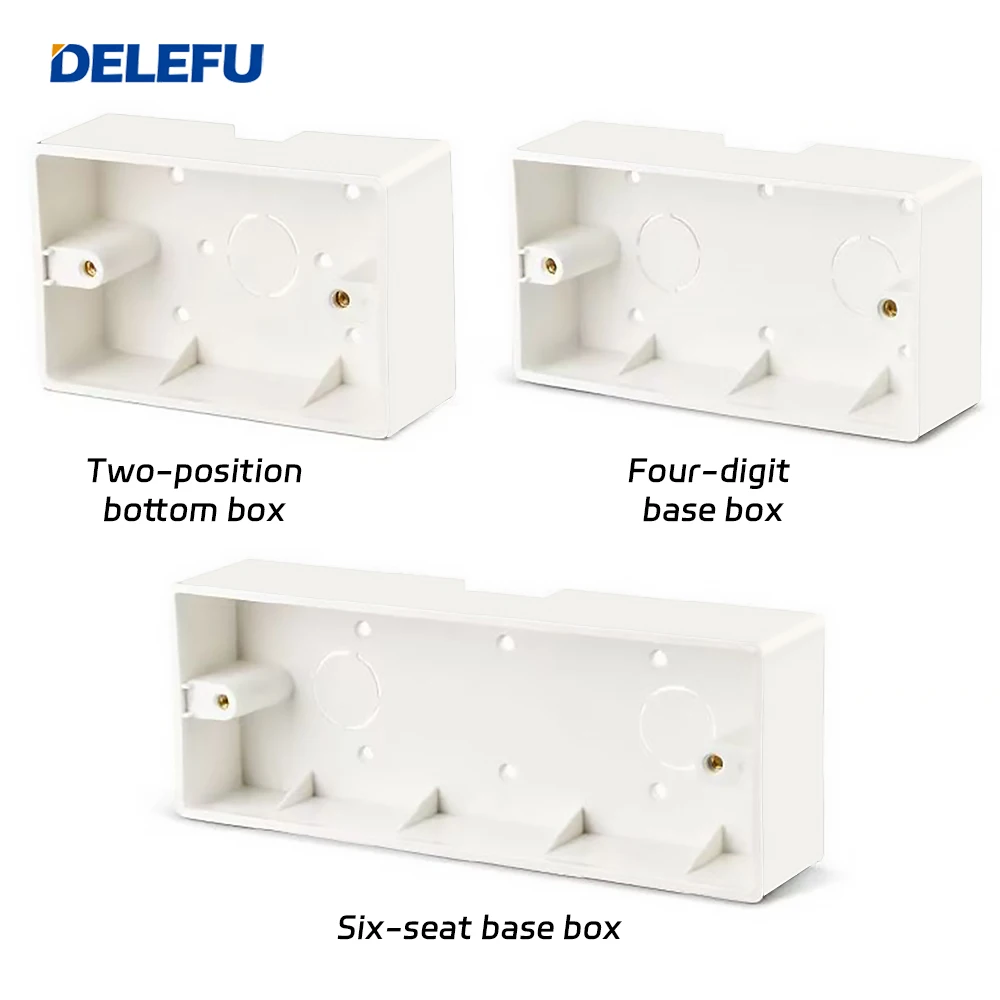 DELEFU White 118 Wall Socket Switch Back Panel Box, PC Flame-retardant Material Exposed Bottom Box