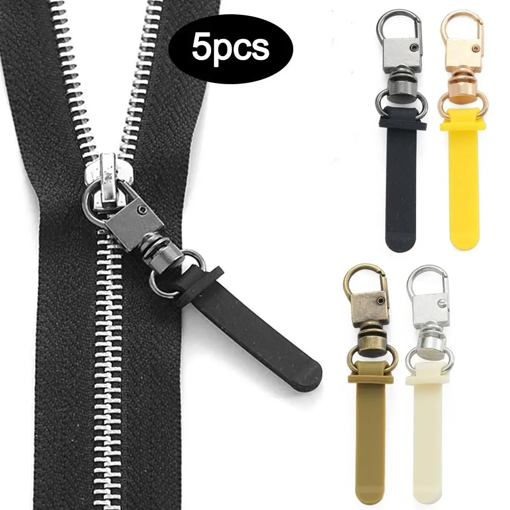 5PCS Metal Zip Puller Replacement Tab Zipper Sliders Head Zipper Head Detachable Backpacks Purses Repair Sewing Accessories