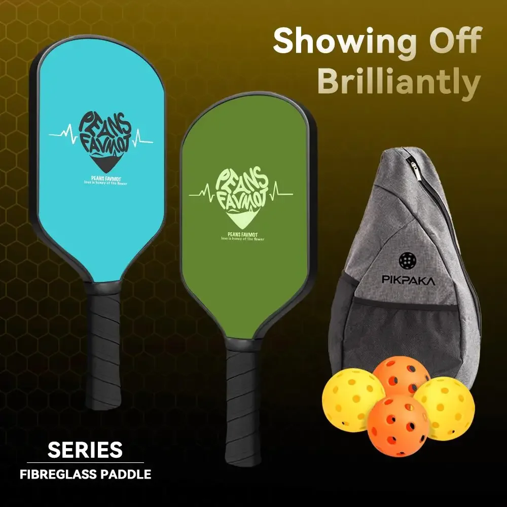 Pickleball مجداف مجموعة خفيفة الوزن الألياف الزجاجية 13 مللي متر العسل الأساسية مضرب دائم مع كرات حقيبة شريط لحام رسائل الحب الإبداعية #2