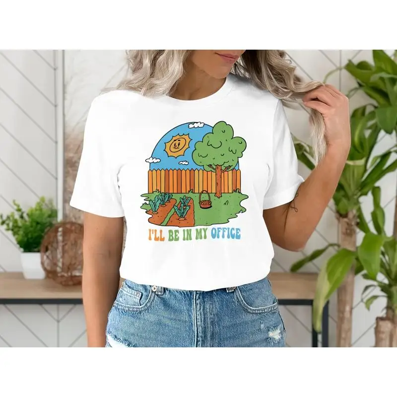 

Funny Gardening T Shirt Vintage Gardener I'll Be In My Office Garden Groovy Coworker