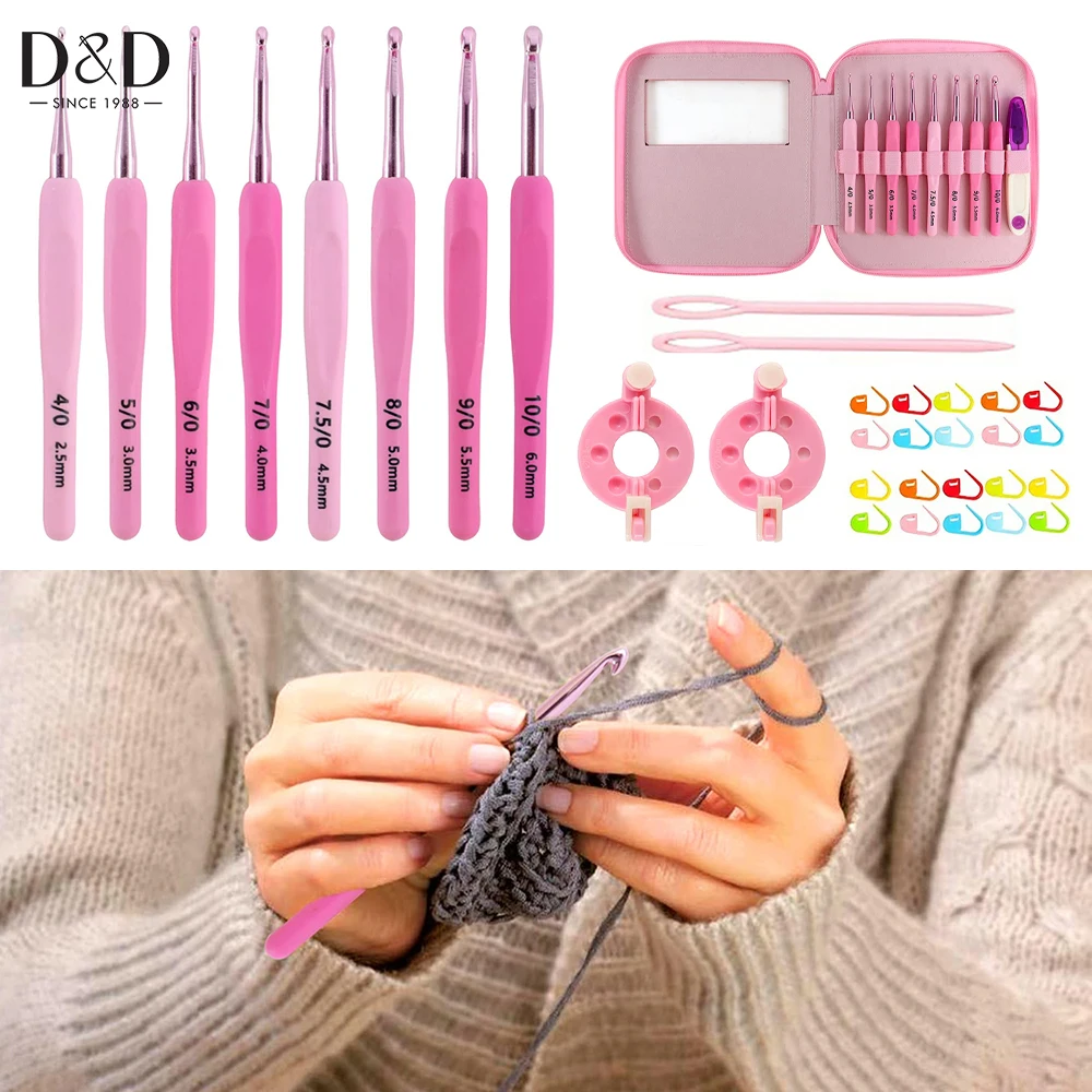 

9pcs/set Crochet Hooks Set Crochet Ergonomic Soft Handle Crochet Kit with Case for Beginner Arthritic Hand Supplies