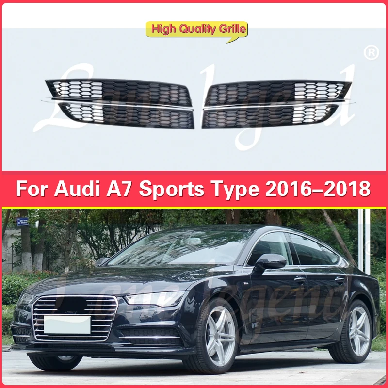 Lower Bumper Grills For Audi A7L A7 Sport S7 2016 2017 2018 Fog Light Grille Fog Lamp Frame Car Accessory Fog Light Cover