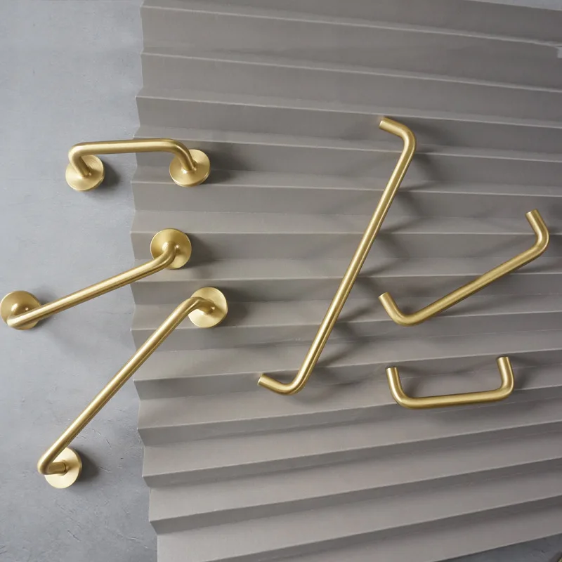 96-400mm Hole Spacing Brass Long Handles for Furniture Gold Handles for Wardrobe and Drawer Kitchen Cabinet Drawer Handles