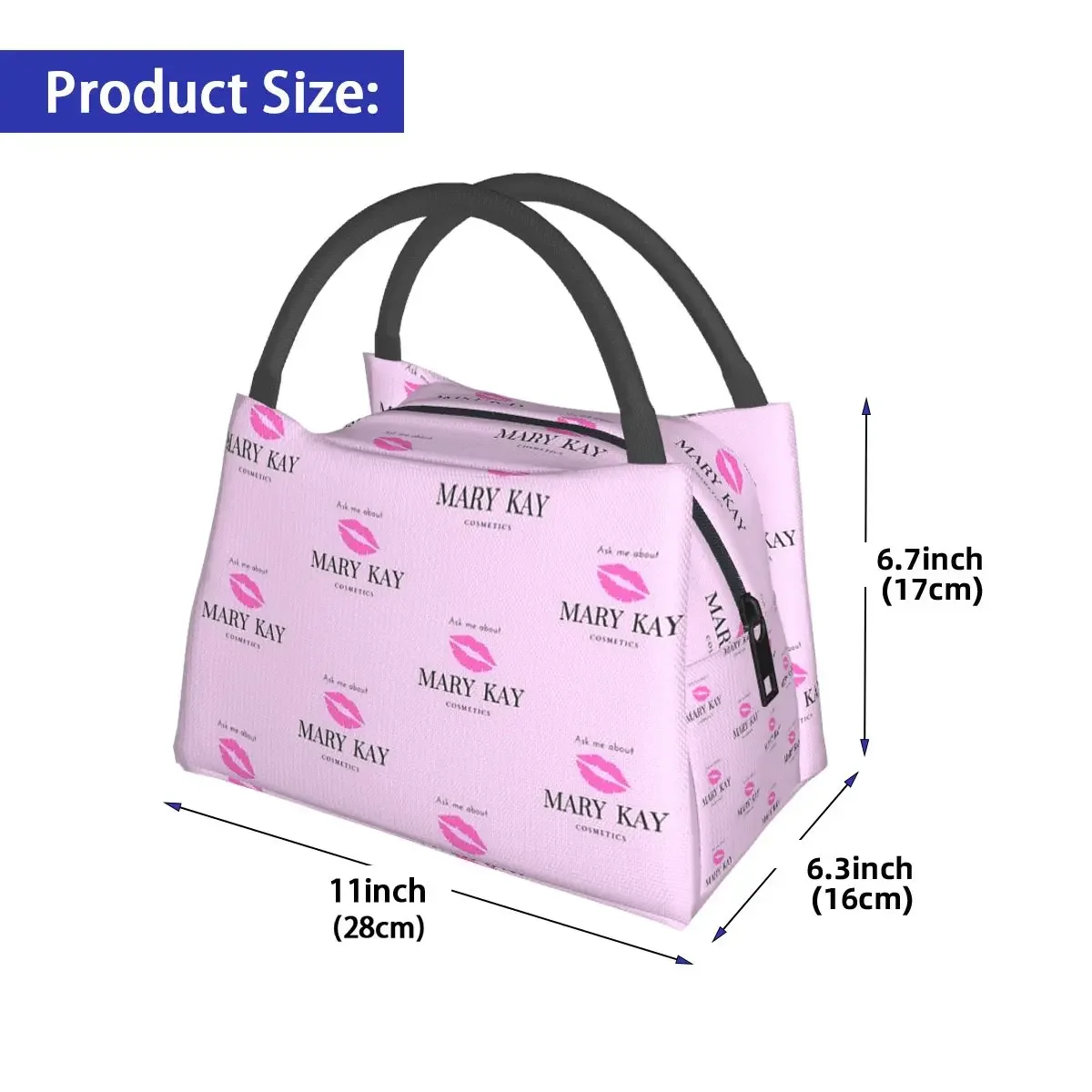 Ask Me About Mary Kay Cosmetics Lunch Bags Insulated Bento Box Portable Lunch Tote Leakproof Picnic Bags for Woman Kids Travel