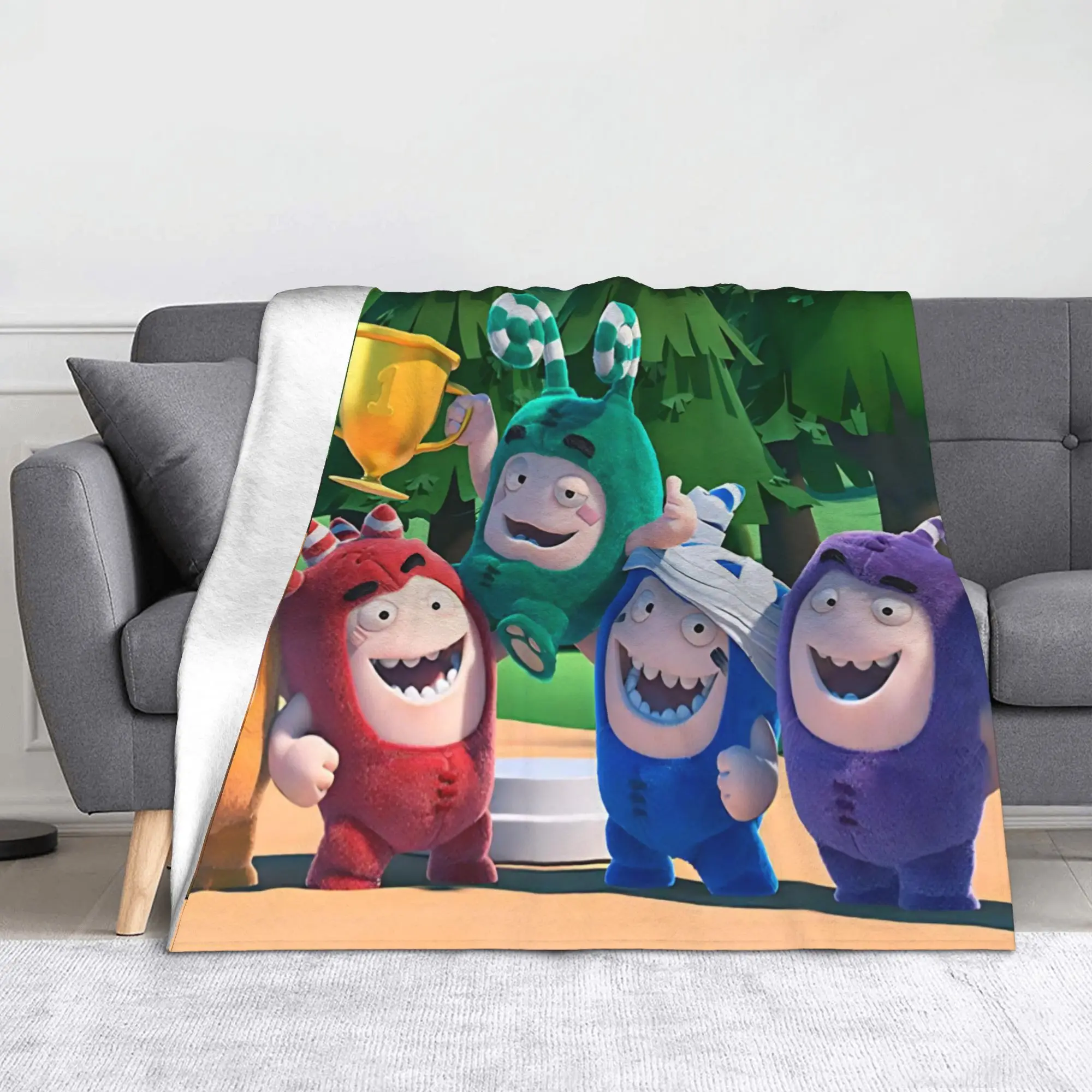 Oddbodse Animated Knitted Blankets Fuse Pogo Bubbles Jeff Slick Zee Lulu Flannel Throw Blanket Bedding Couch Soft Warm Bedspread