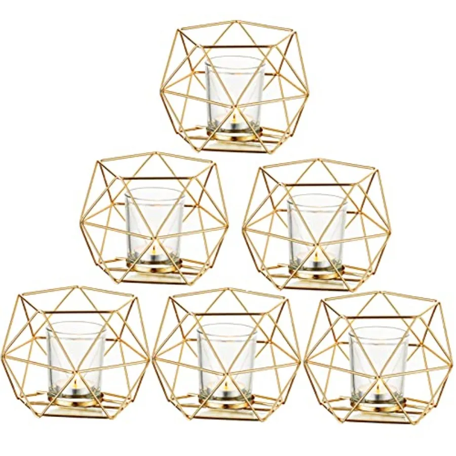 

Геометрические подсвечники для чайных свечей золотого цвета - Декоративные подставки для вотивных свечей для дома, стола, полки, каминной полки, в современном стиле