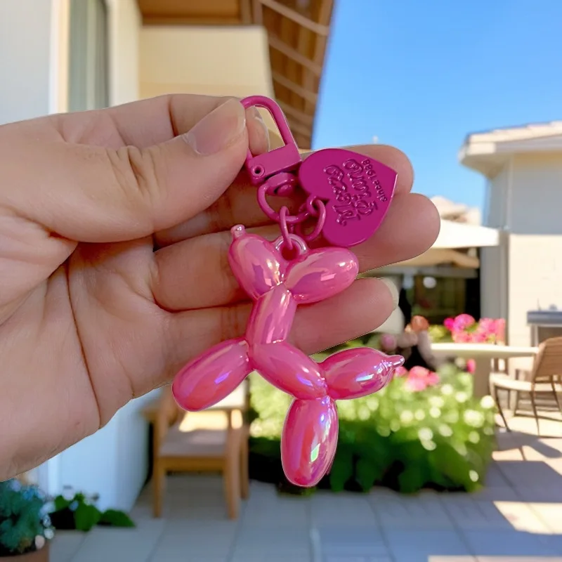 DIY Candy Color Sweet Resin Balloon Dog Keychain For Women Girls Animal Shaped Phone Chain Key Buckle Accessories Bag Pendant