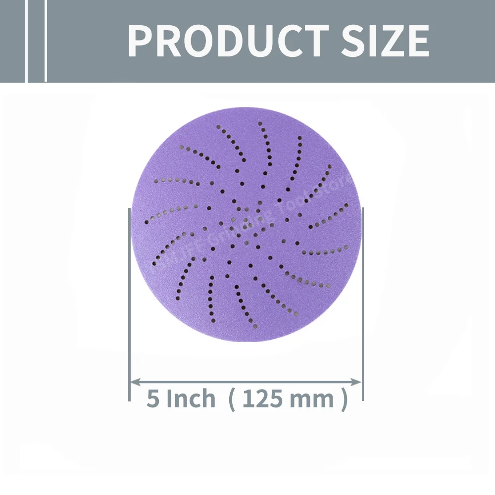 50PCS 5 Inch Purple Ceramic Sanding Discs,Multi-Hole Anti-Clogging Hook & Loop Sandpaper,for Wood Fiberglass Paint Polishing