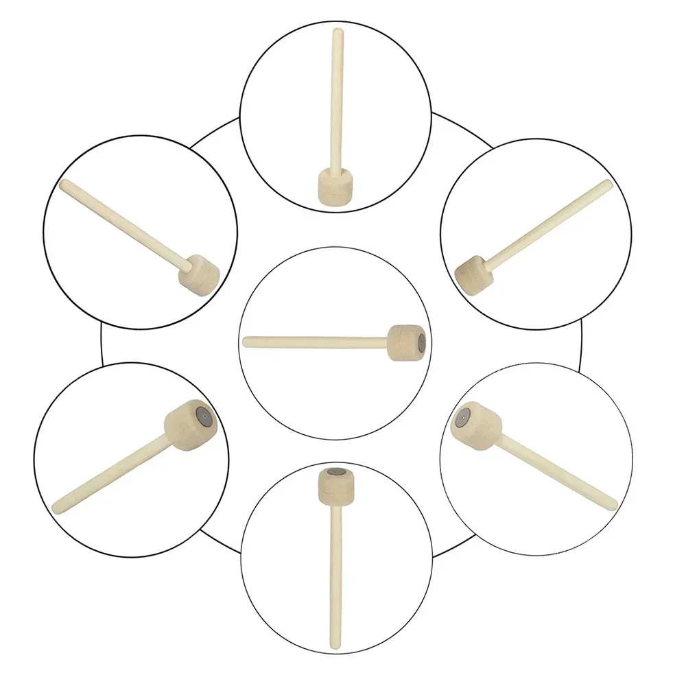 Wooden Mallet Drum Sticks Drumsticks Mallet for Military Drums Wool Felt Head Snare Drumsticks with Wood Handle