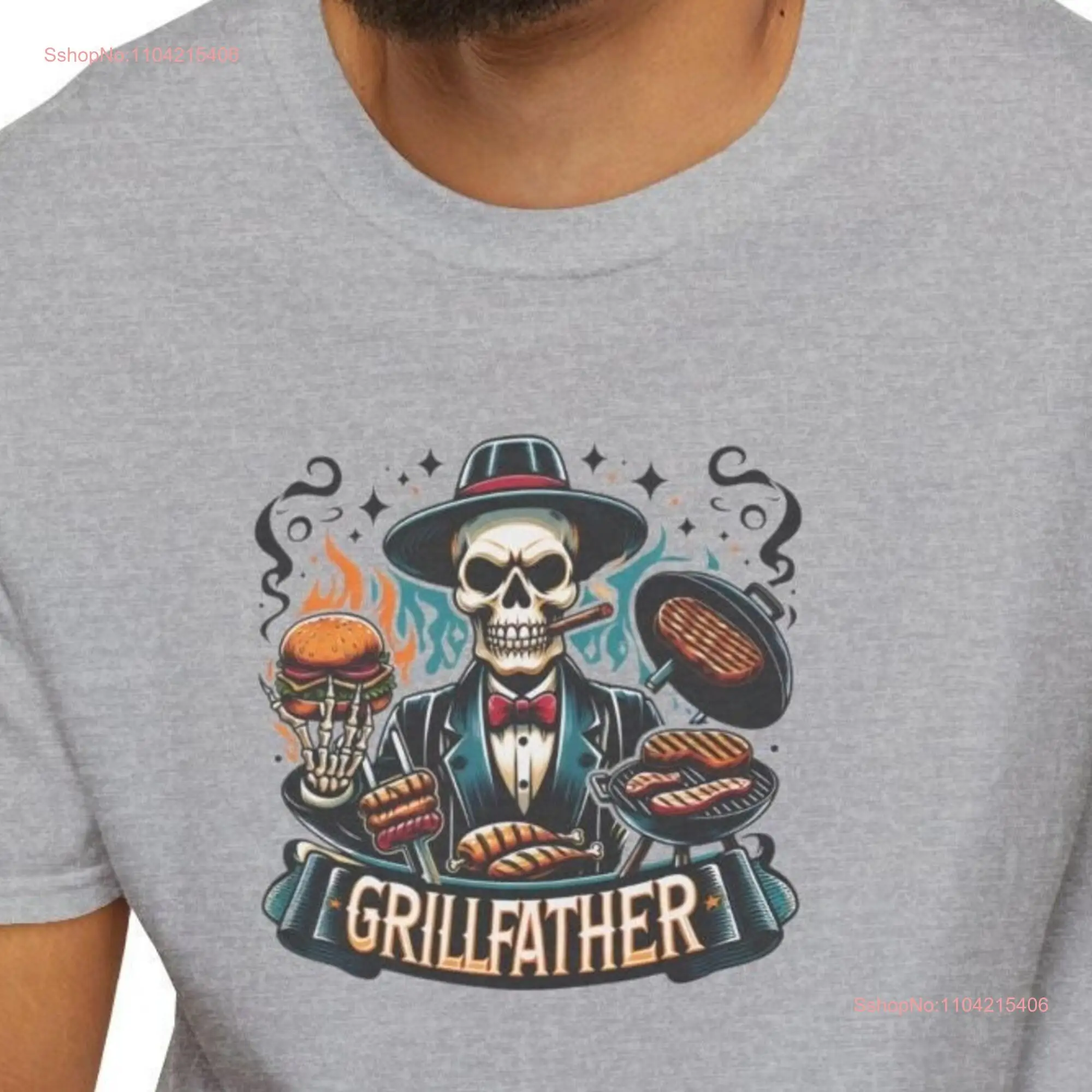 Grill Father GrillFather Fathers Day Master Dad Chef T Shirt BBQ Best Cool Daddy long or short sleeves