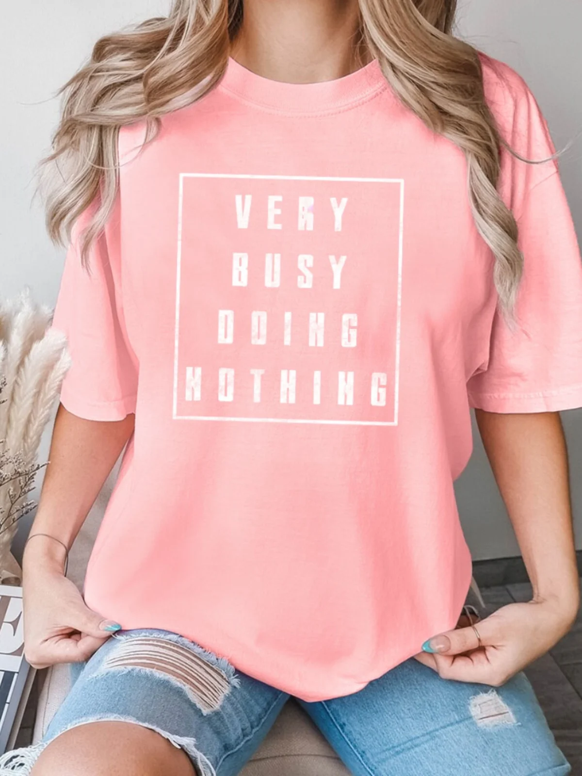 T-shirt in cotone da donna vestibilità ampia ort Sve round Ne stampato Street Sle T-shirt estiva in cotone sottile Casual Fem Top