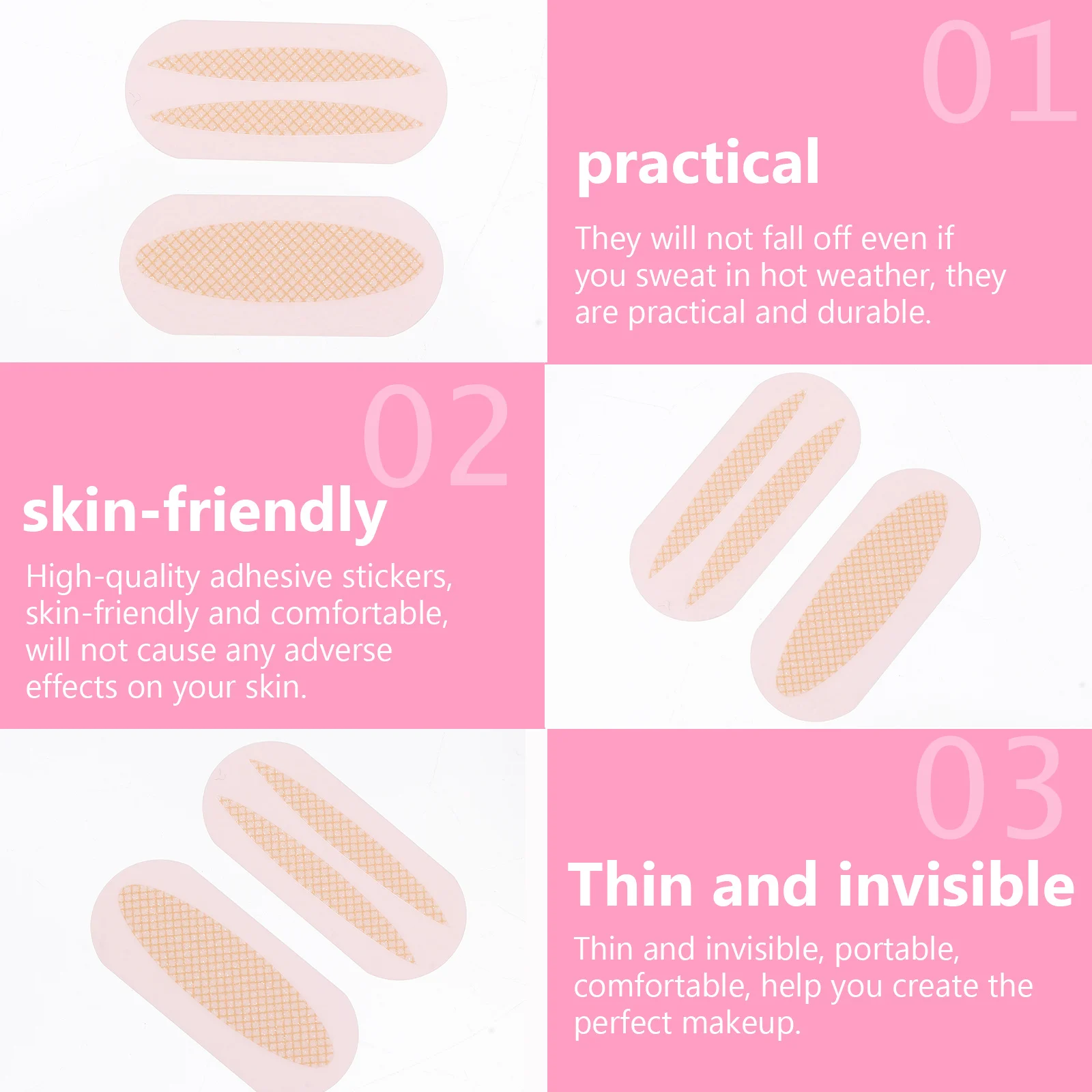 2 Cajas de Adhesivos Invisibles para Párpados Dobles, Adhesivo Médico de Larga Duración, Resistente al Sudor, Parches Naturales para Párpados para Mujeres