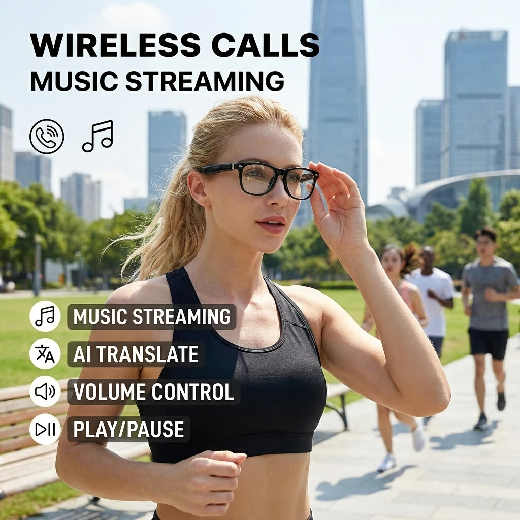 SENBONO 2026 AI Translation Smart Audio Glasses fer Women 100+ Languages Translator Bluetooth Call Music Play Sunglasses for Men image 5