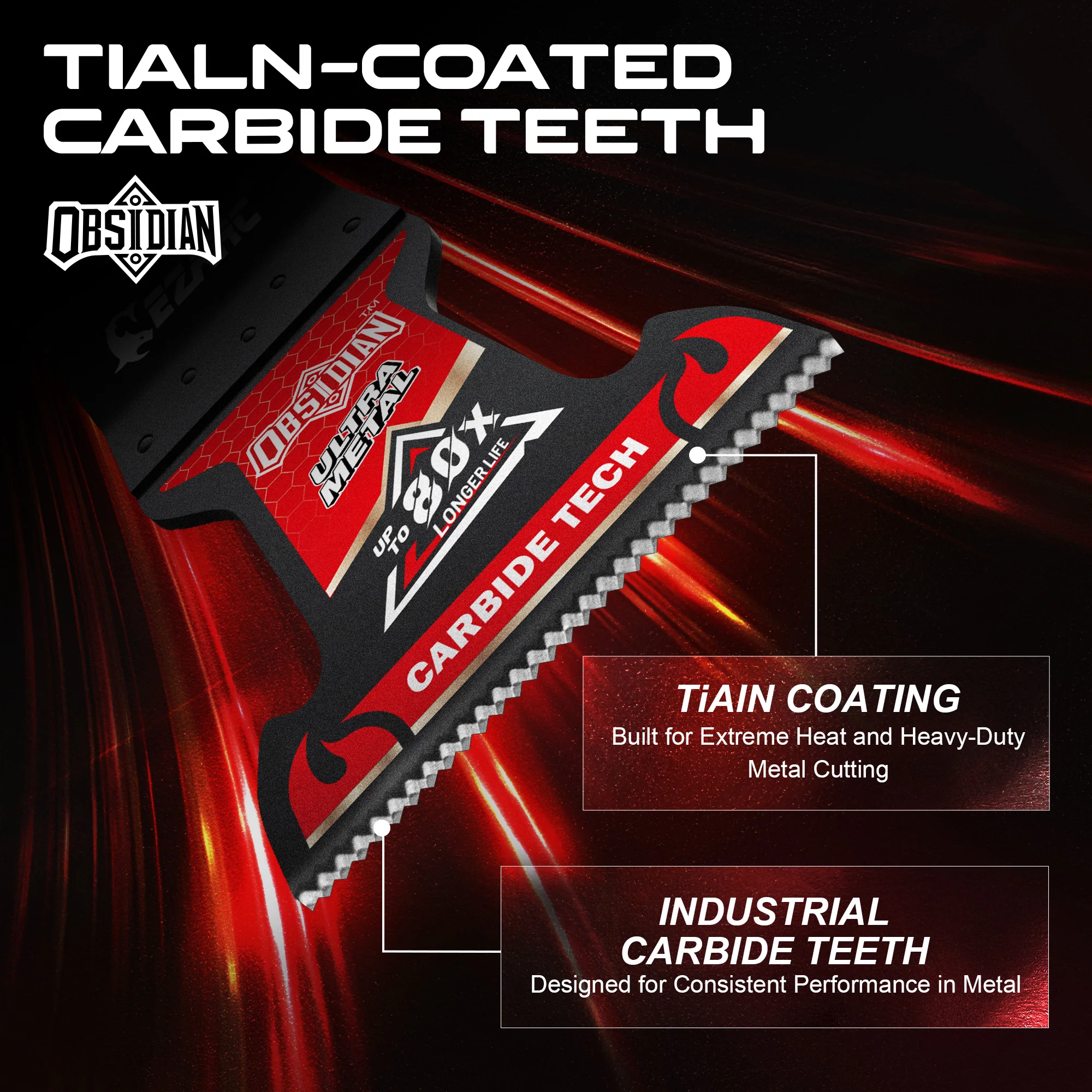 EZARC 3Pcs Carbide Oscillating Saw Blades (Pro) for Hard Metal, Nails, Bolts & Screws, TiAlN Obsidian Oscillating Tool Blades