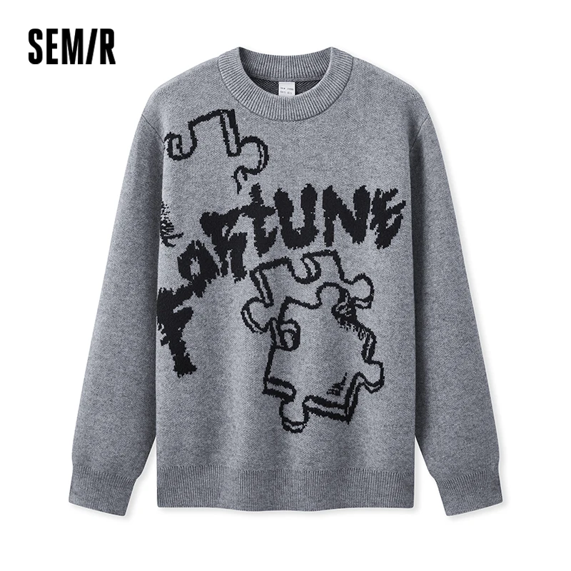 Semir Sweater Men 2024 Winter New Hand-Painted Graffiti Sense Jacquard Knitted Sweater Oversize Couple Outfit Trendy