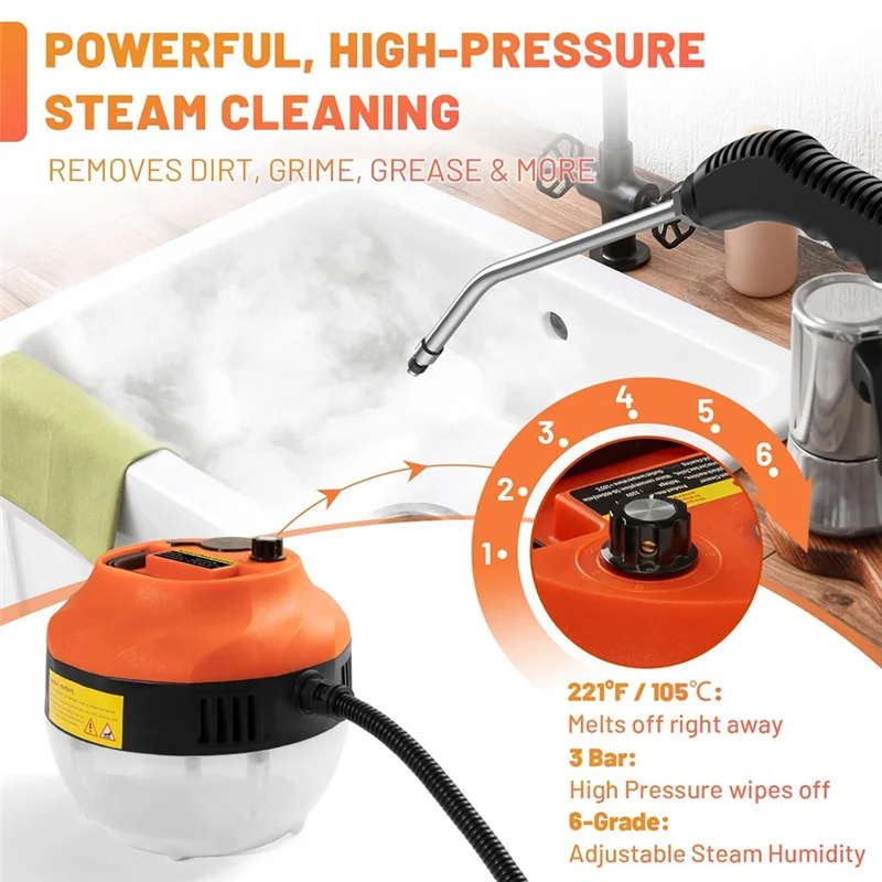 

ABJT-Handheld Steam Cleaner Portable High Pressure Steamer For Cleaning For Furniture Car Shower Kitchen Bathroom
