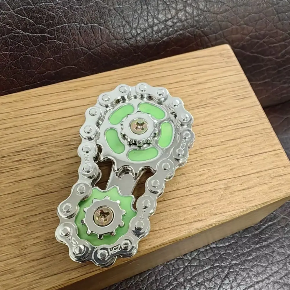 Gyroscope lumineux Fidget Spinner chaînes engrenage créatif main Spinner chaîne engrenage en métal à la mode roue engrenage chaîne Gyroscope adulte