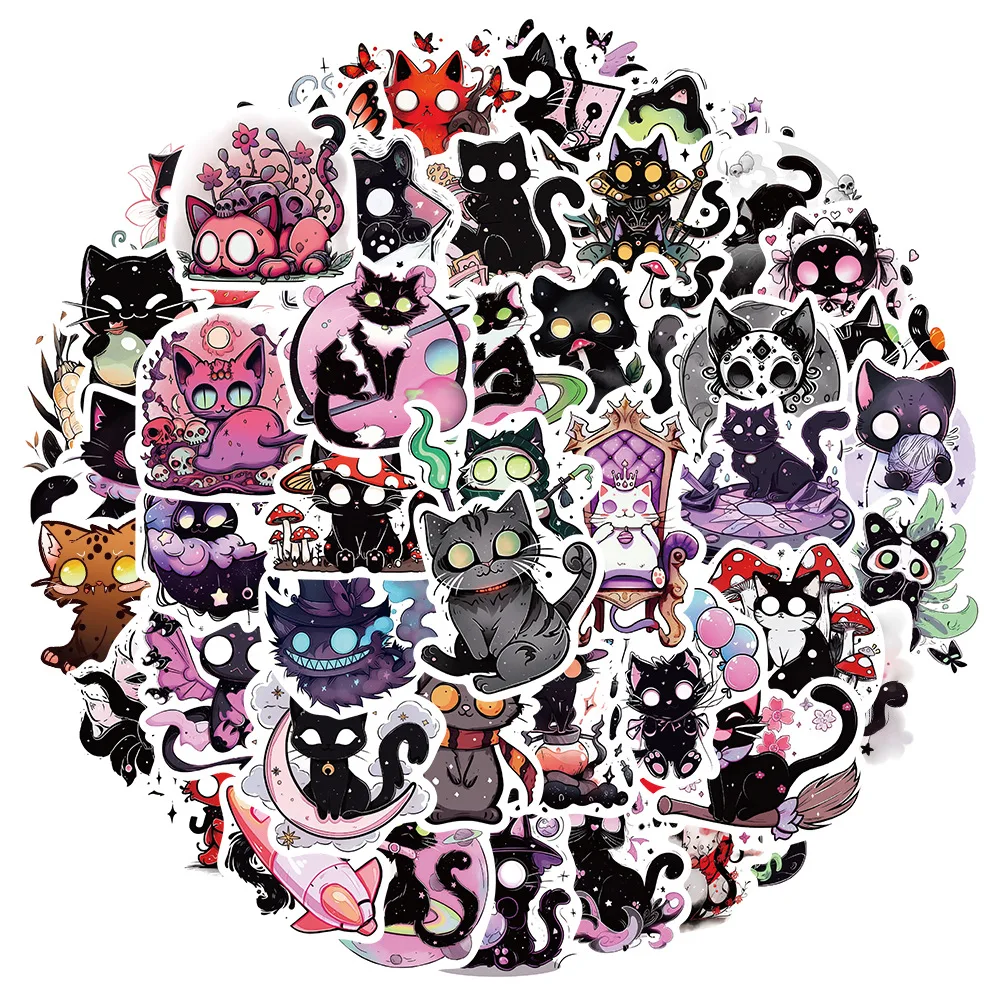 

10/30/50pcs Cartoon Animal Horror Soul Cat graffiti Sticker For Snowboard Laptop Luggage Car Fridge DIY Styling Vinyl