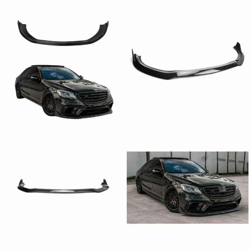 FOR B Style Carbon Fiber Front Bumper Splitter Lip Fit 2017-2020 Mercedes-Benz W222 S-Class S63 S65 Car Tuning Accessories