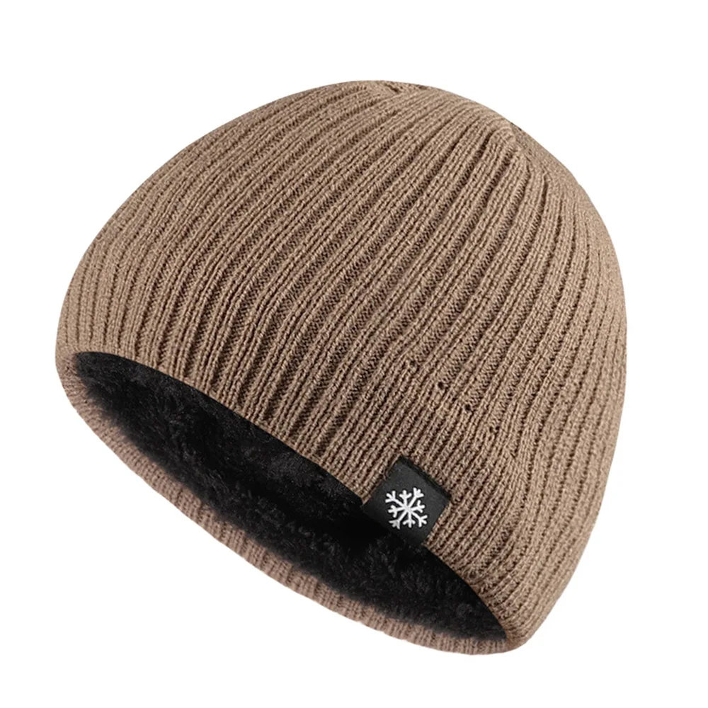 Ciepłe czapki typu beanie dla mężczyzn Zimowa czapka z podszewką z polaru z przywieszką Solidny czarny szary Khaki Granatowy