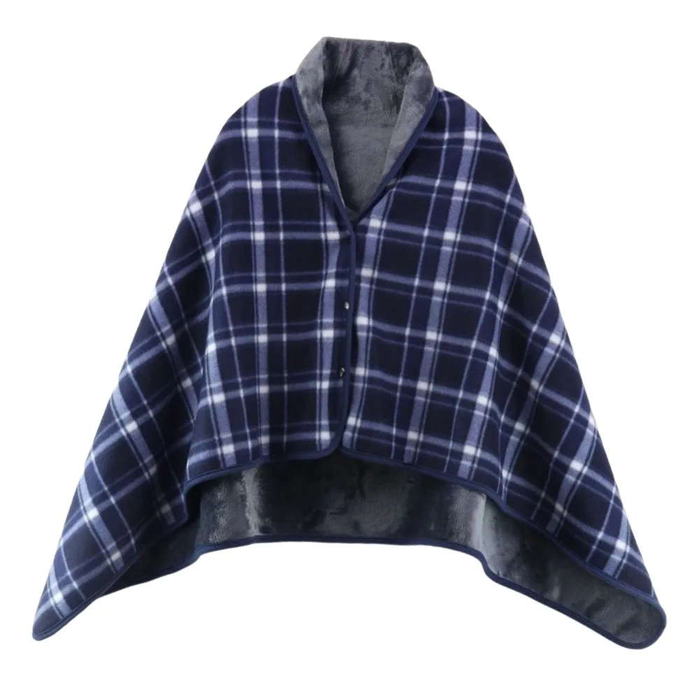 

Multi Functional Flannel Wearable Blankets Keep Warm Thick Scarves Polar Fleece Shawl with Button Shawl Blanket Office Use