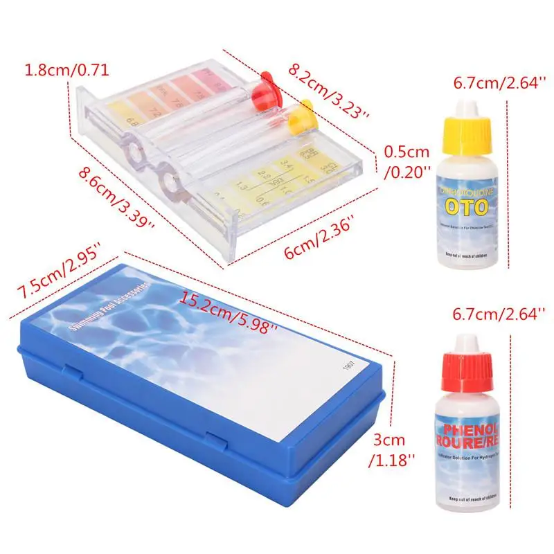 Benutzerfreundliches PH-Chlor-Testgerät für Schwimmbäder, 1 Set Wasserqualitäts-Testkit für Innen- und Außenpools sowie Spa-Wartung – Detail 11
