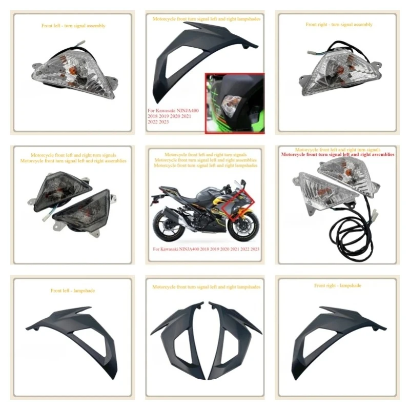 Motorcycle front turn signal lampshade turn signal light shell package light shell assembly for Kawasaki NINJA 400 2018-2023