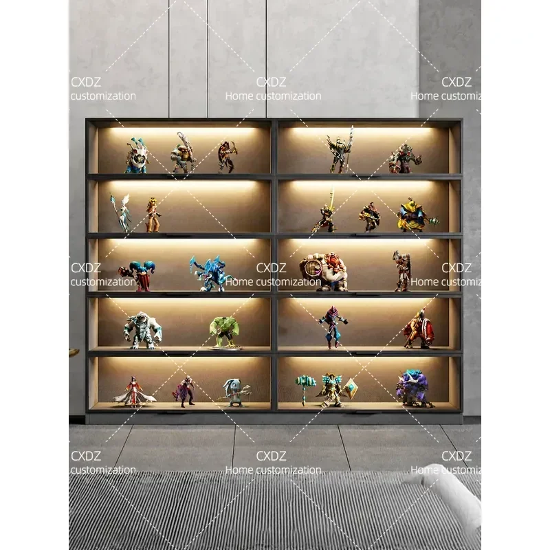 Transparent Glass Display Cabinet Large Dustproof Storage Showcase for Home Customizable Figure Model Display Case